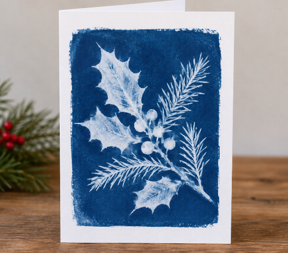 Festive - Card Making - Cyanotype - Coastal Community Learning CIC